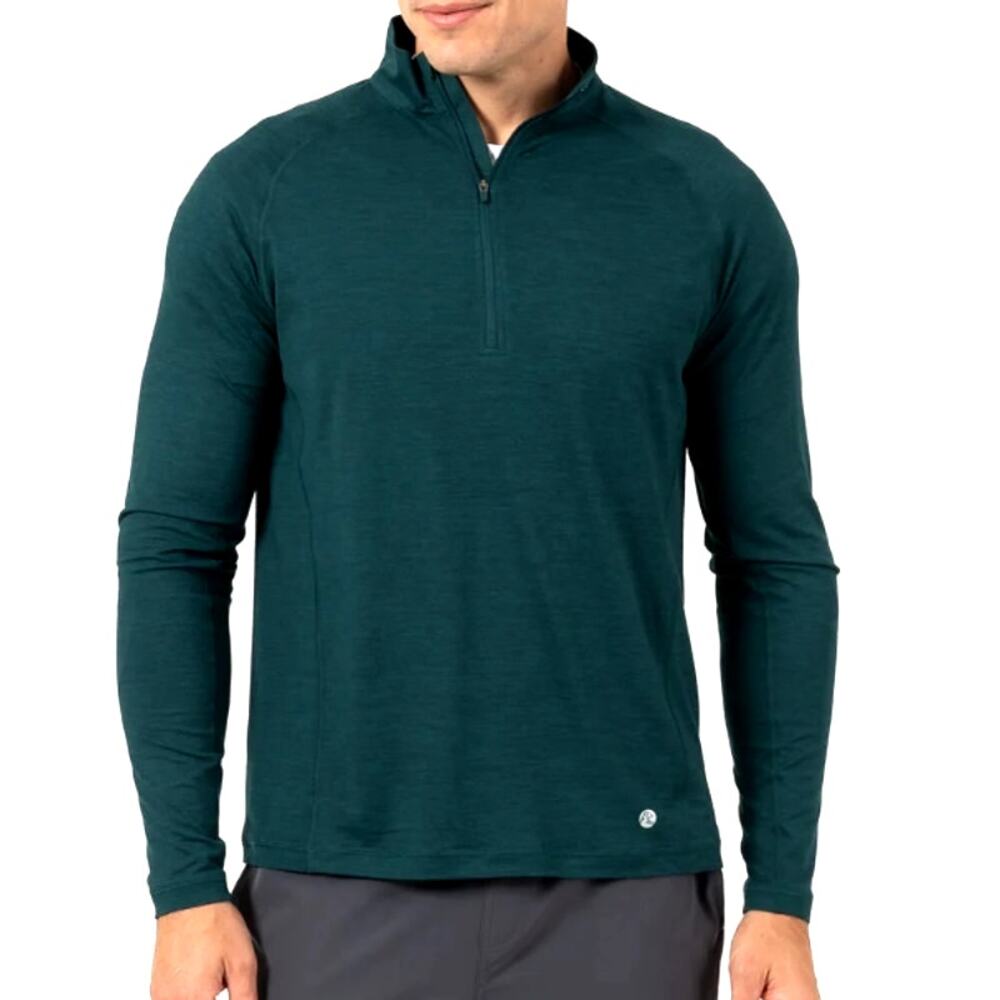 Rhoback Men's Heather Ponderosa Green Tailwind Performance Q-Zip Pullover Size M